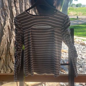 Maurice’s grey striped Womens top. Long sleeved, Large